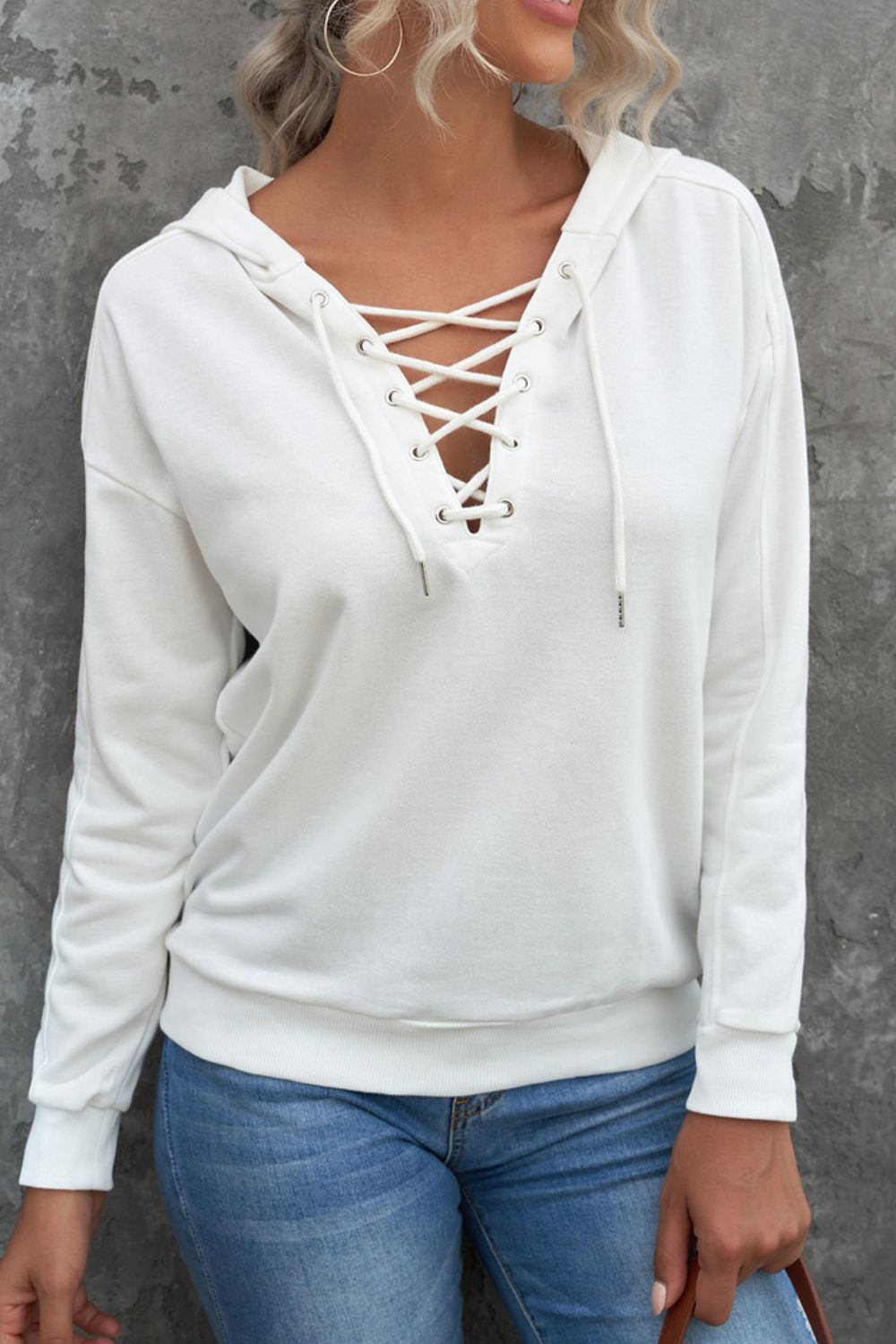 Lace Up Long Sleeve Hoodie