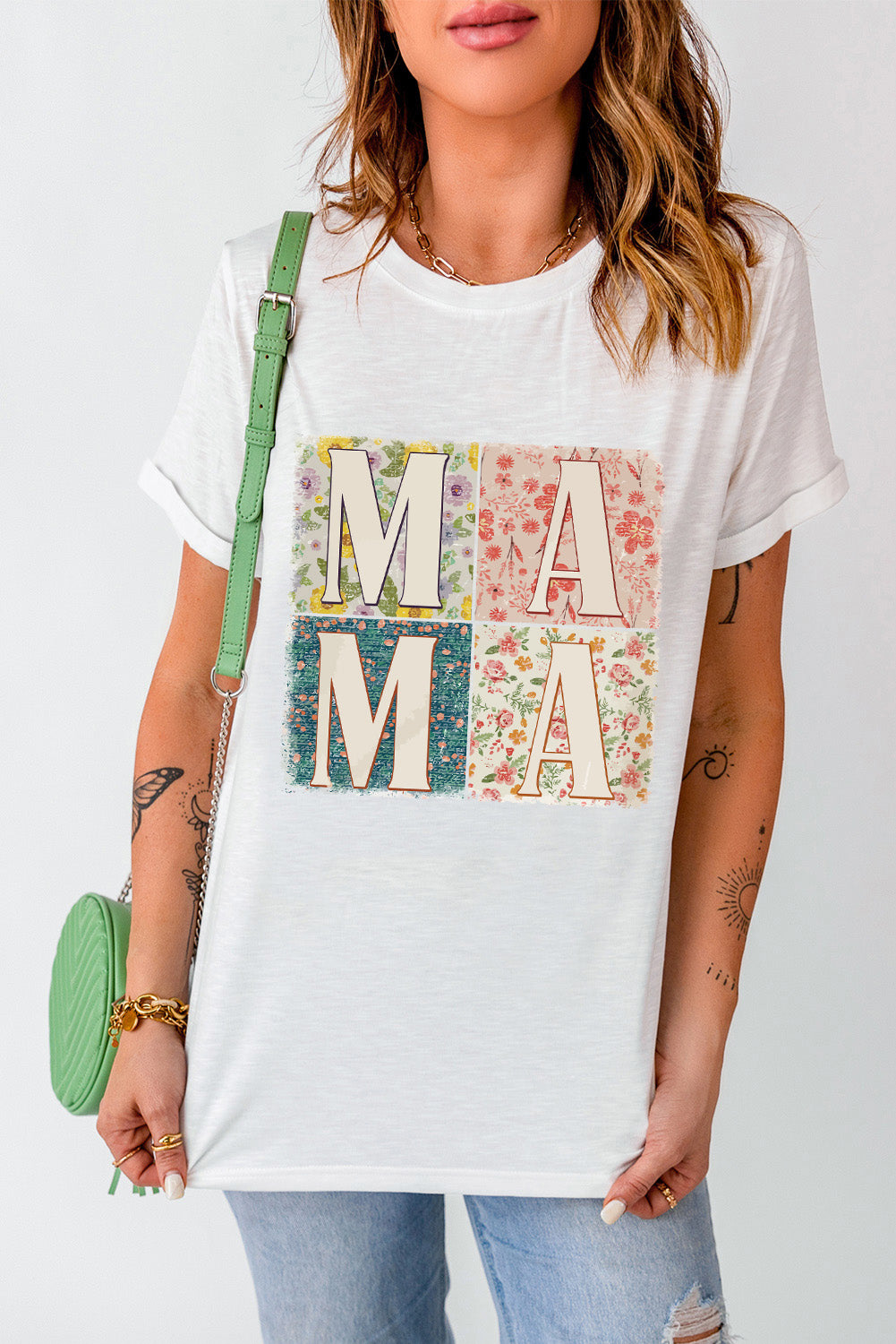 MAMA Round Neck Short Sleeve T-Shirt