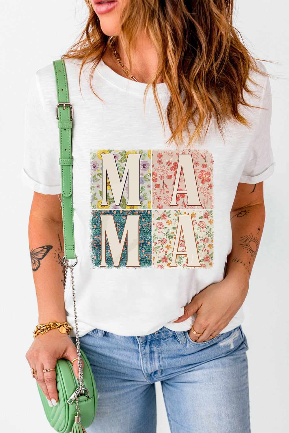 MAMA Round Neck Short Sleeve T-Shirt